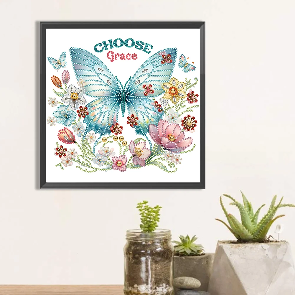 Diamond Painting - Partial Special Shaped Drill - Butterfly(Canvas|30*30cm)