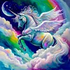 (40*40cm)Rainbow Unicorn - Round Partial AB Drill Diamond Painting