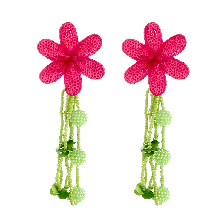 Flaxmaker Floral Tassel Earrings