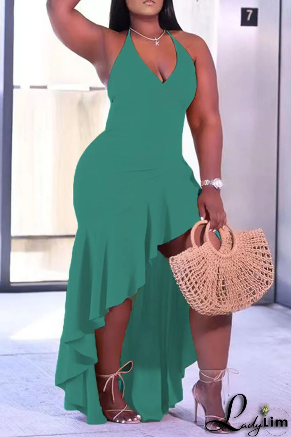 Purple Sexy Solid Patchwork Flounce Asymmetrical Spaghetti Strap Dresses