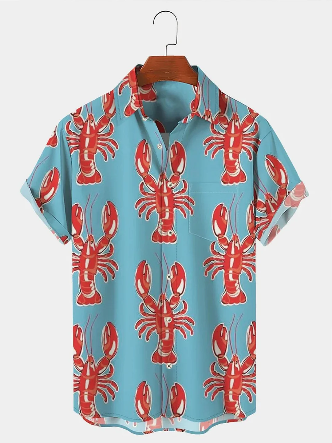 Hawaiian Lobster Men's Shirts With Pocket