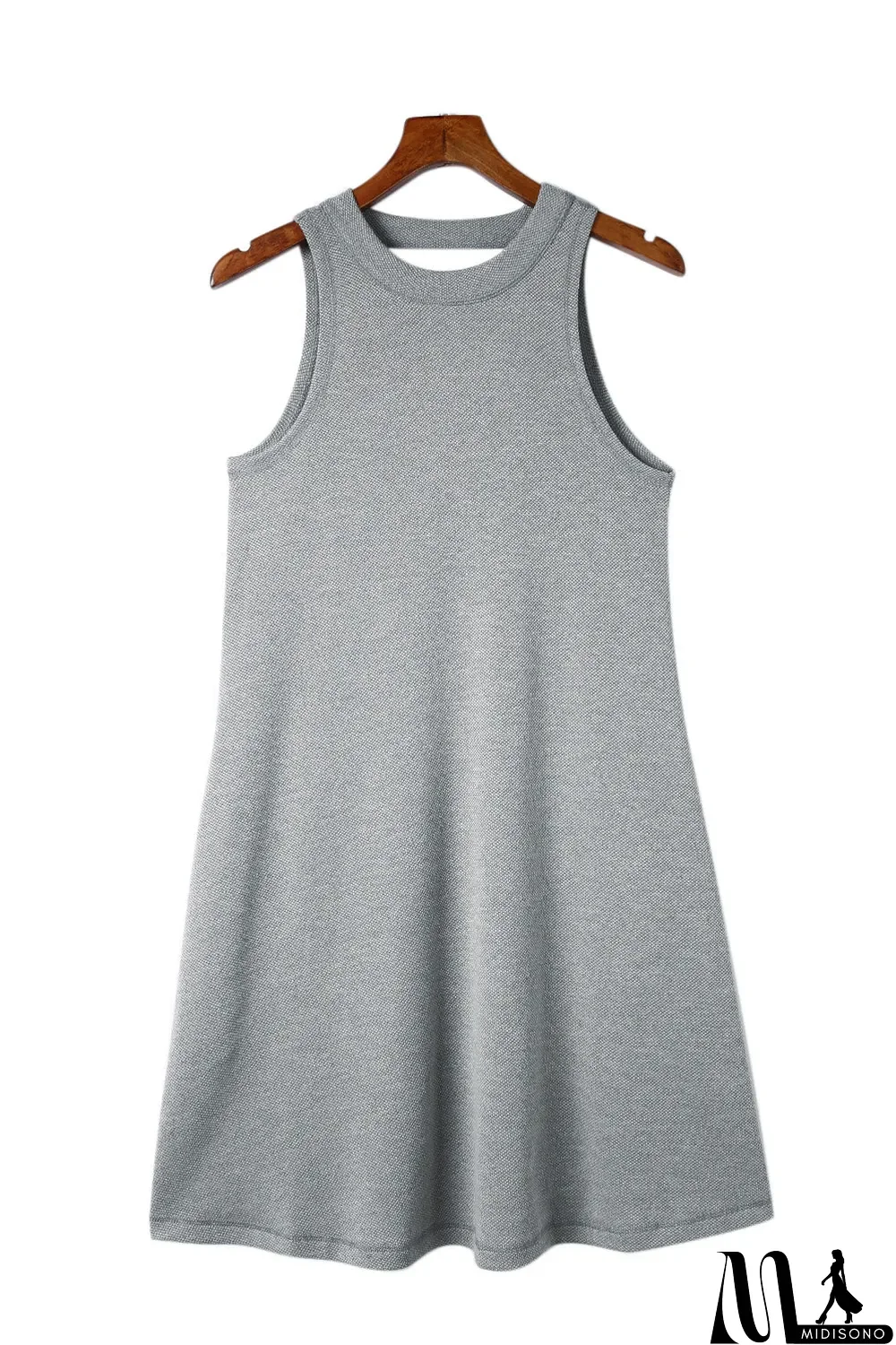 MidiSono - Crisscross Cut-out Back Knit Sleeveless Dress