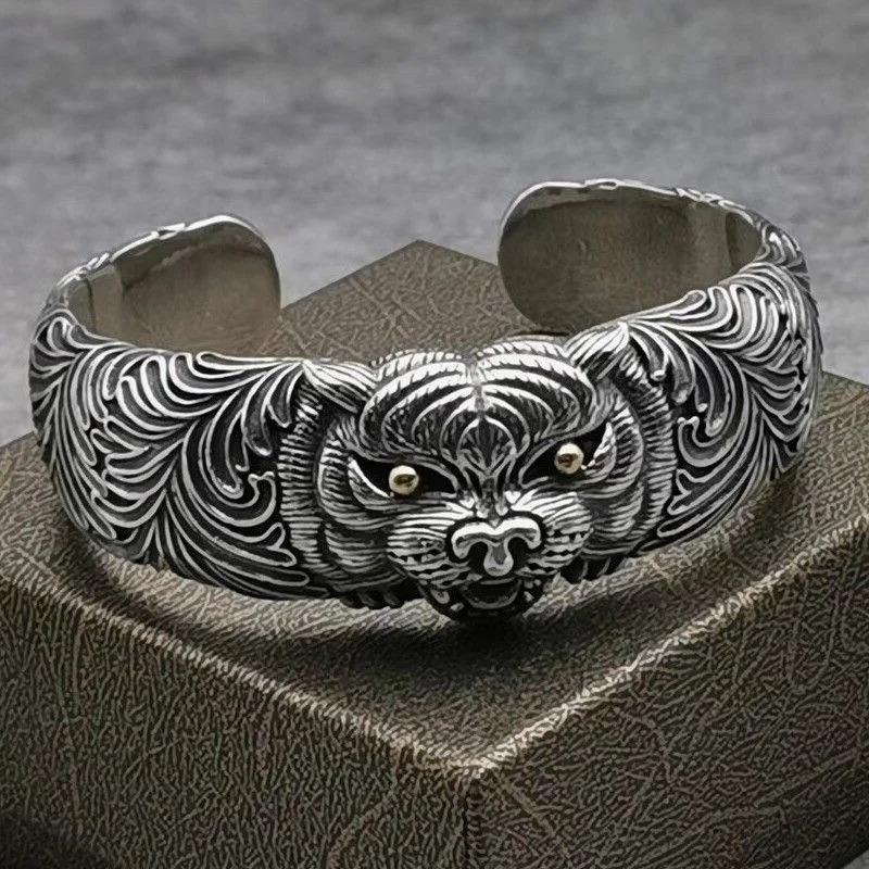 925 Silver Tiger Head Bracelet