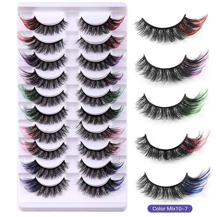 10 Pairs Colorful Thick False Eyelashes