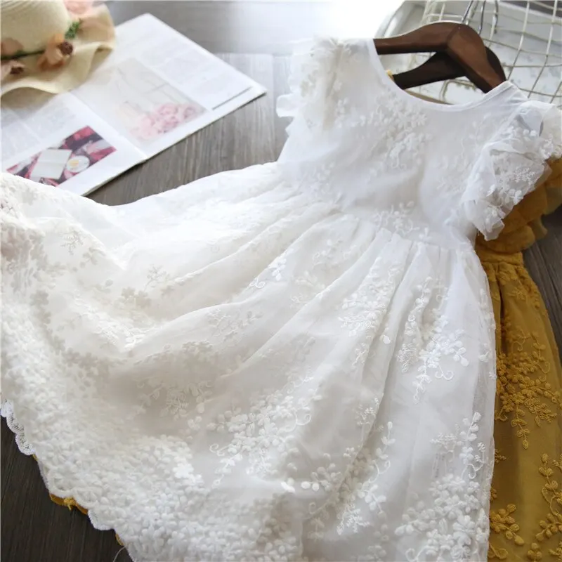 Elegant Flower Girls Dress Wedding Party Princess Dress Casual Kids Clothes Lace Long Sleeves Dress Children's Vestidos For 3-8T