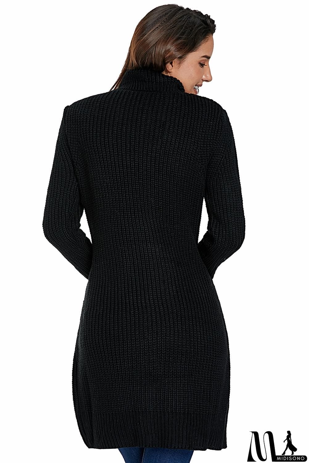 MidiSono - Chunky Long Cardigan with Side Pockets