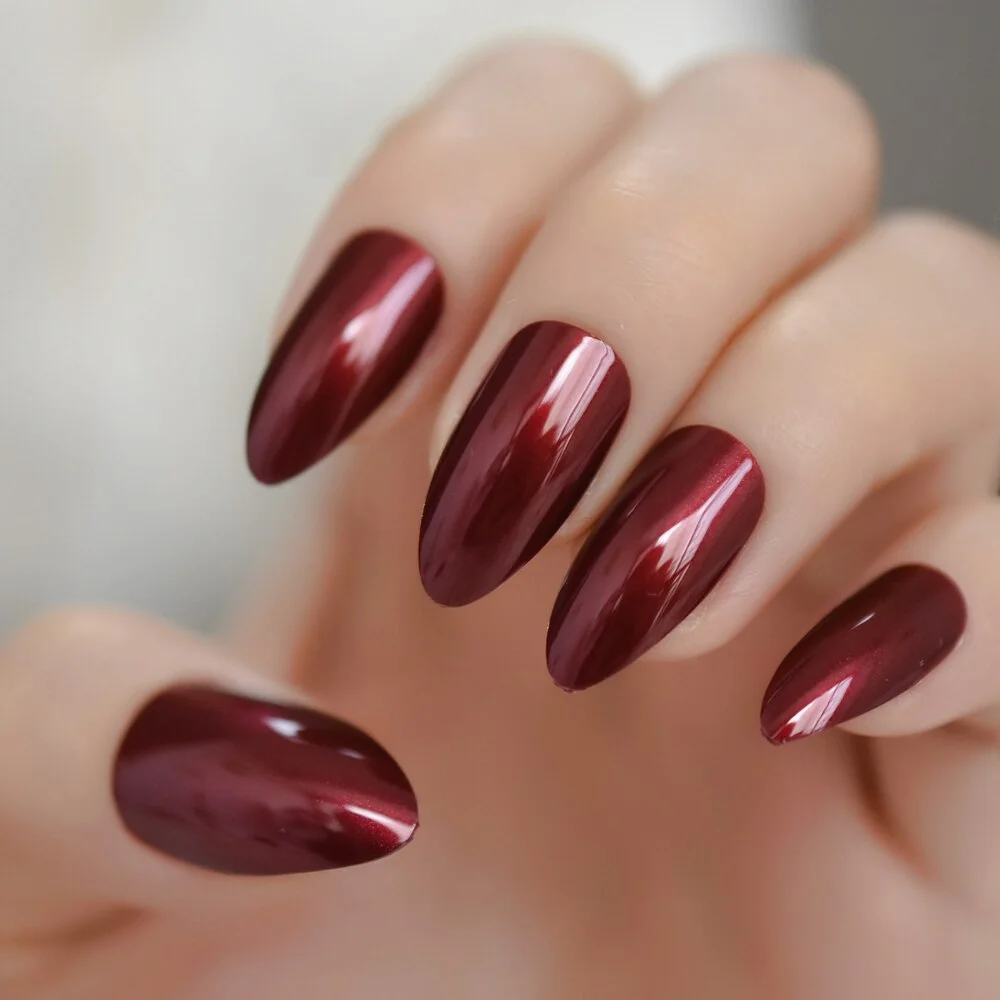 China Red Classical Stiletto Nails Fake gel Polish Shiny Fingernails Press On Glossy 24CT-Nail Inspo