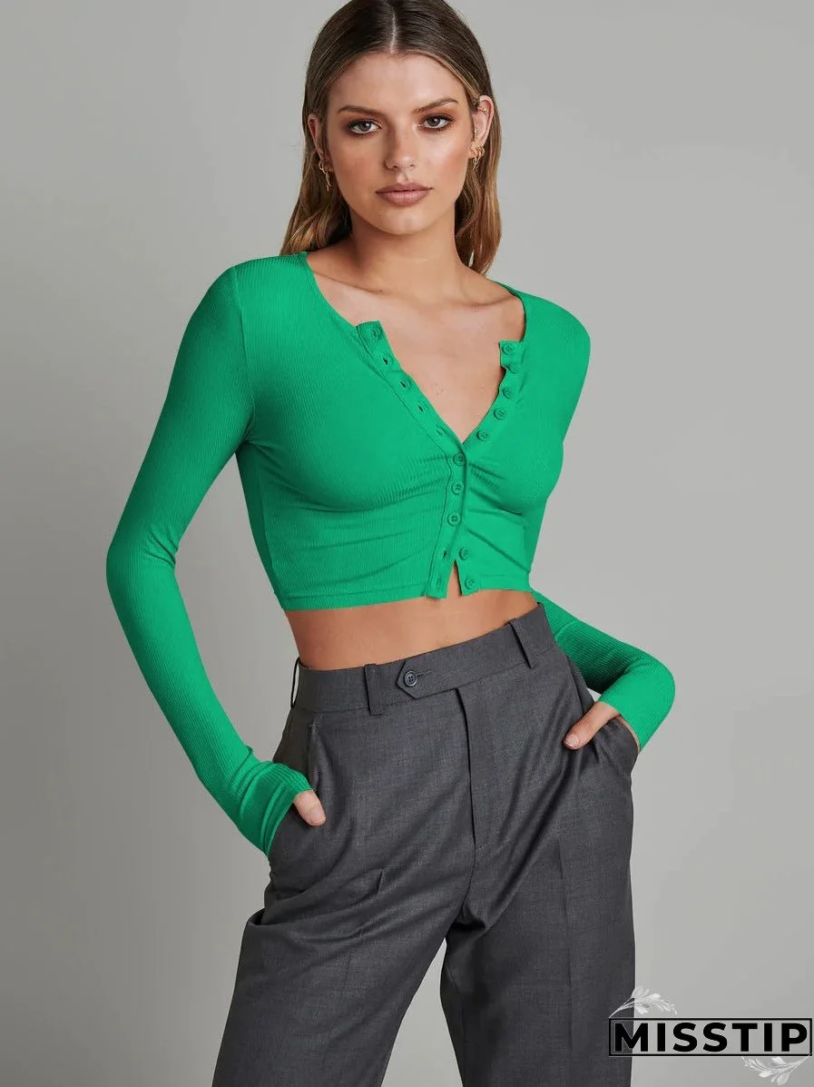 Women's Button Long-sleeved Knitted Autumn Fashion Wear Knitwear