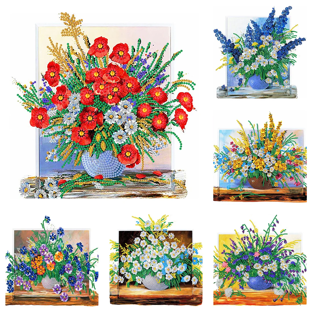 6pcs Diamond Painting - Partial Special Shaped Drill - Flower(30*30cm)