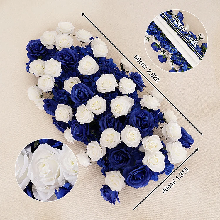 A8710 Blue White Rose Floral Arrangement Decor Wedding Backdrop Heart-Shaped Frame