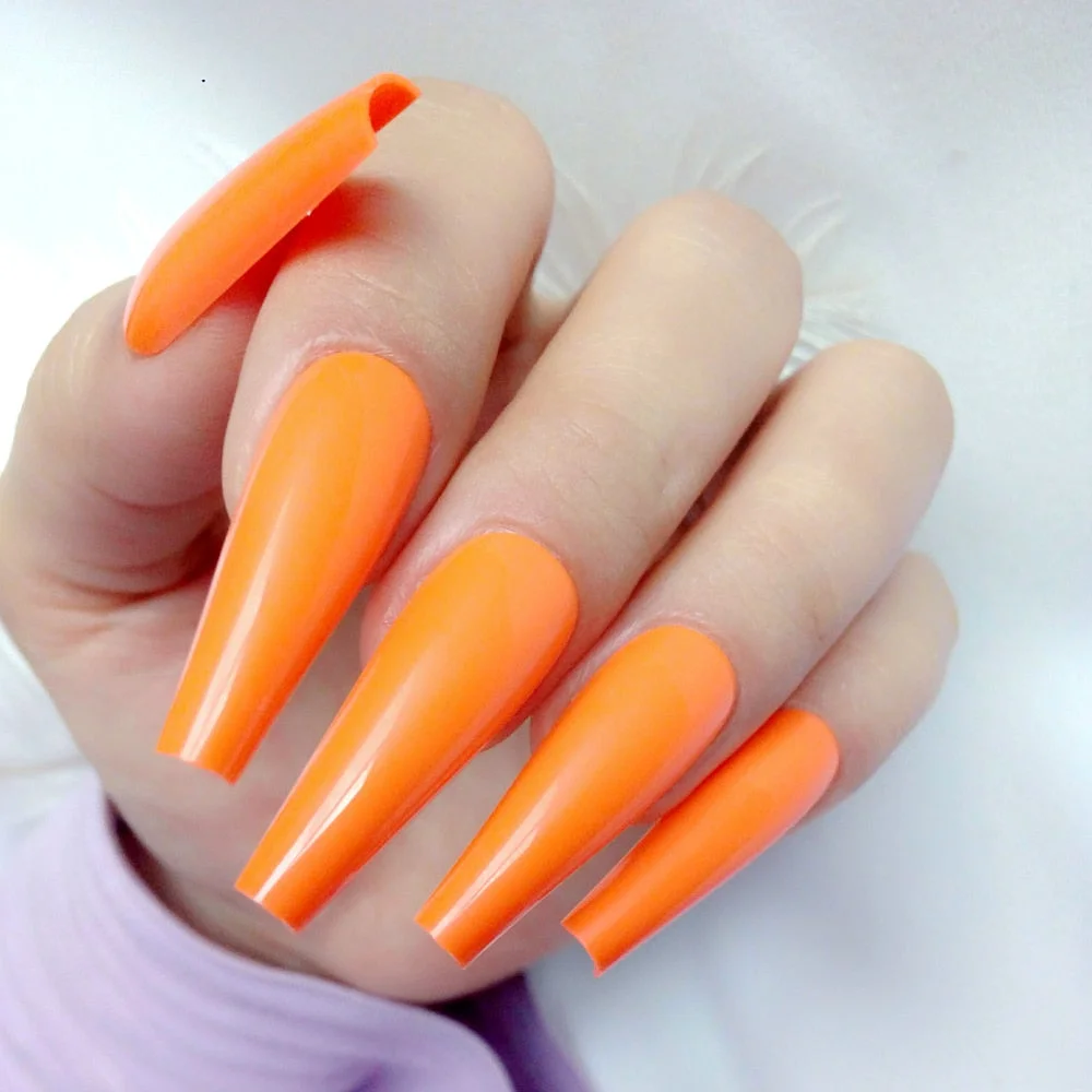 24Pcs Bright Blue Super Long Ballerina Coffin Fake Nail Artificial Press On False Nails With Jelly Glue Finger Manicure Tool-Nail Inspo