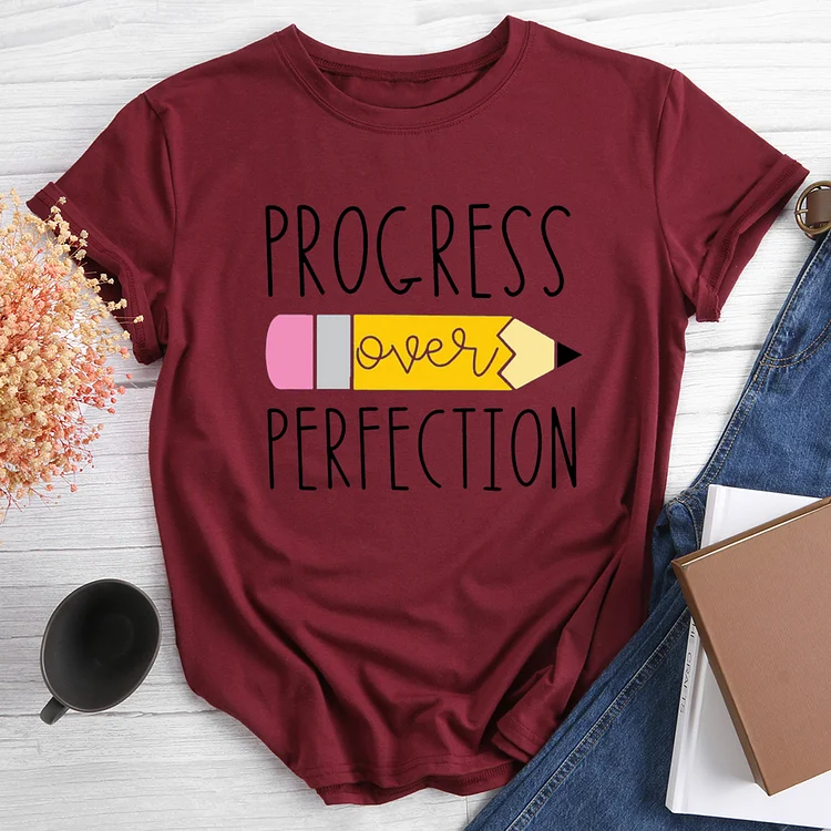 Progress over Perfection Teacher T-shirt-014941