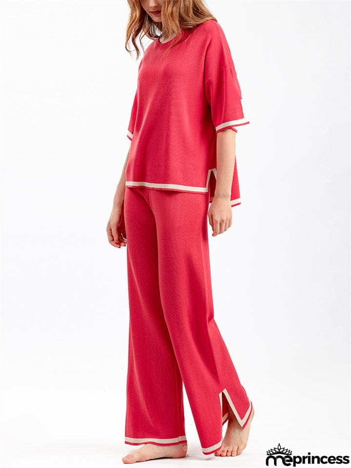 Women's Comfortable Temperament Knitted 2-piece Loungewear Sets
