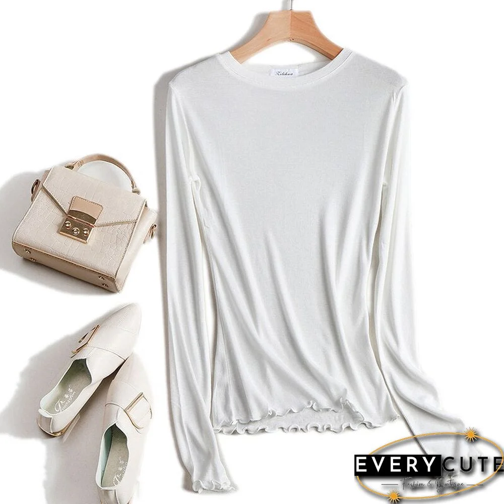 Christmas Gift Slim Sexy Thin T-shirt See Through High Elasticity T Shirt Women Long Sleeve Tshirt Summer Tops Korean Fashion Clothing To