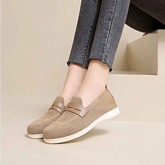 Women's Thick-soled Breathable Shoes Knitted Flat-soled Loafers Shoes Radinnoo.com