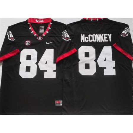 Men's Georgia Bulldogs #84 McCONKEY Black College Football Stitched Jersey T43V