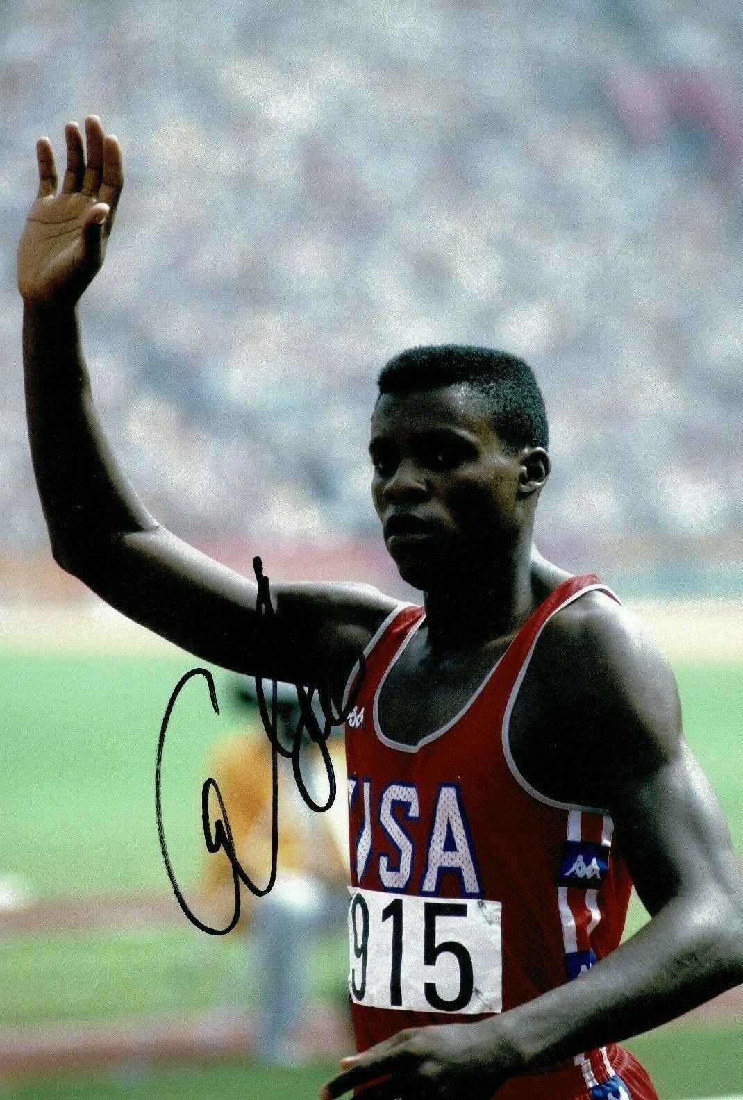 Carl Lewis Signed 12X8 Photo Poster painting DISPLAY Olympic Legend USA AFTAL COA (D)