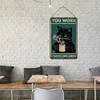 Black Cat Drinks Coffee - Wooden Signs - 20*30cm