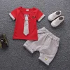 Baby Boy Tie Bow Summer New Kids Cotton Cute Sets Baby Boy Outfit Costumes - honeylives