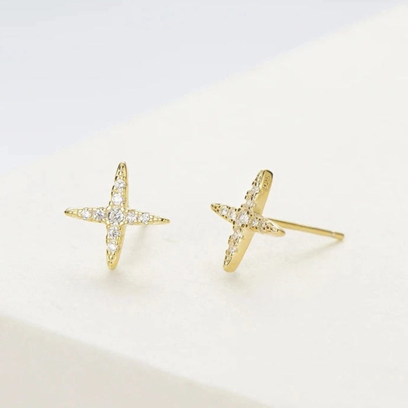 1 Pair 925 Sterling Silver 925 Sterling Silver Earrings Star Ear Studs