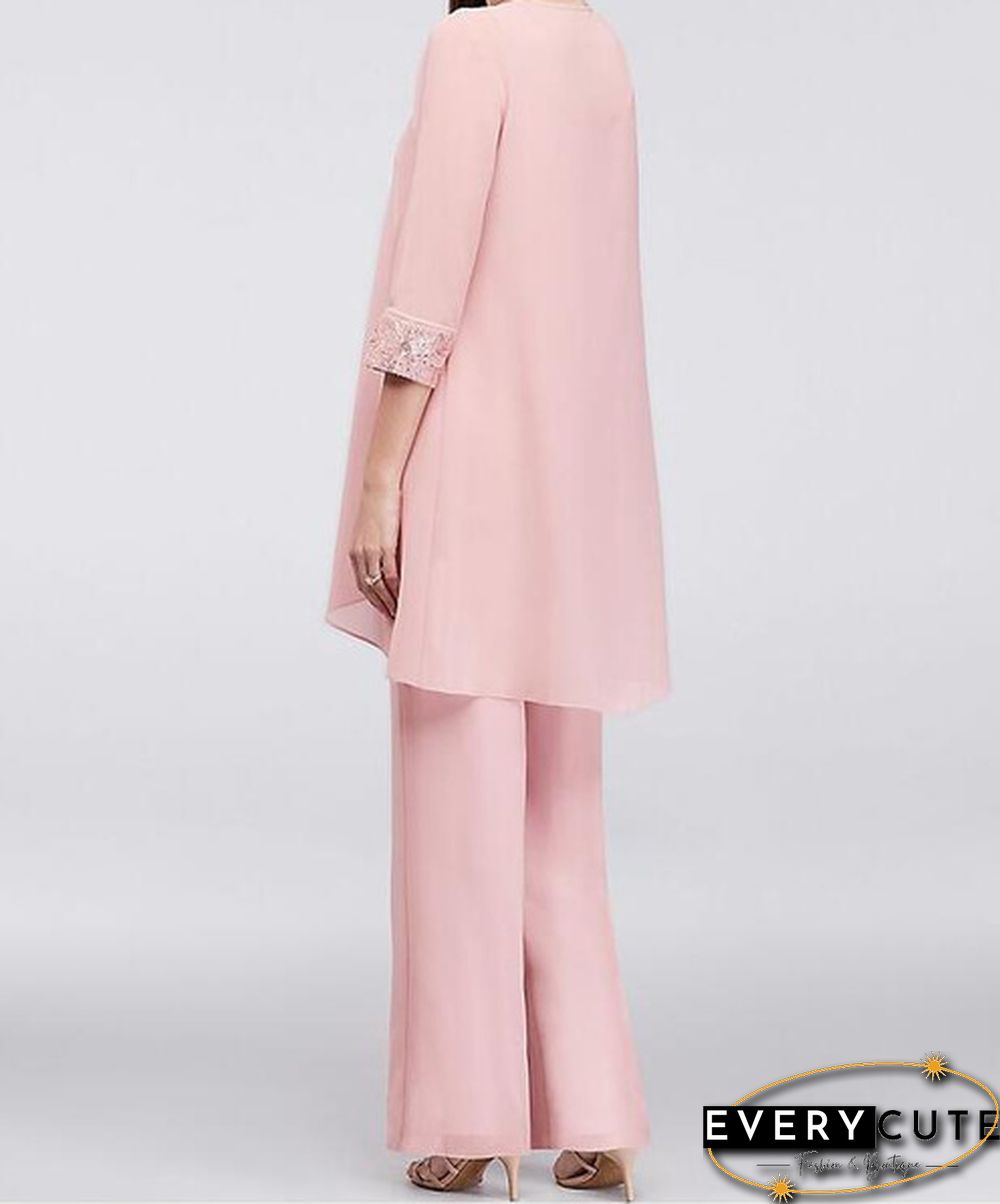 Women Chiffon Top Mother Of Bride Dress Georgette Three-Piece Pantsuit Office Formal Dress Plus Size 5Xl