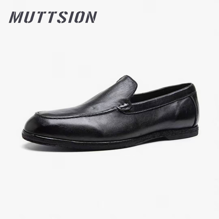 MUTTSION Men's Round Toe Comfortable Breathable Fashionable  Retro Driving Shoes
