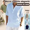 Gioiacombo&trade; Nuova comoda camicia da uomo in cotone e lino