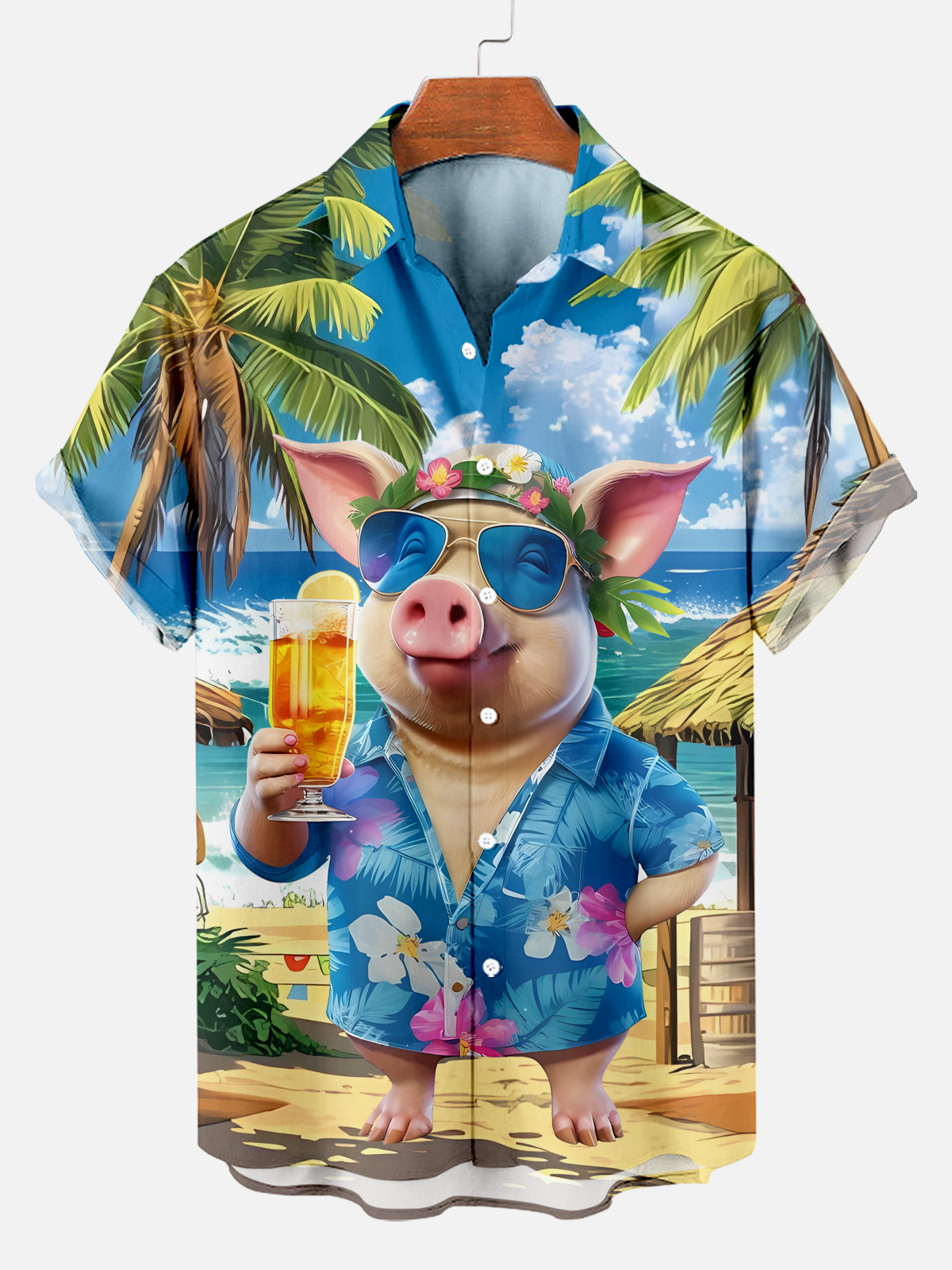 Men's Mr. Piggy Hawaiian Vacation Shirt PLUSCLOTHESMAN