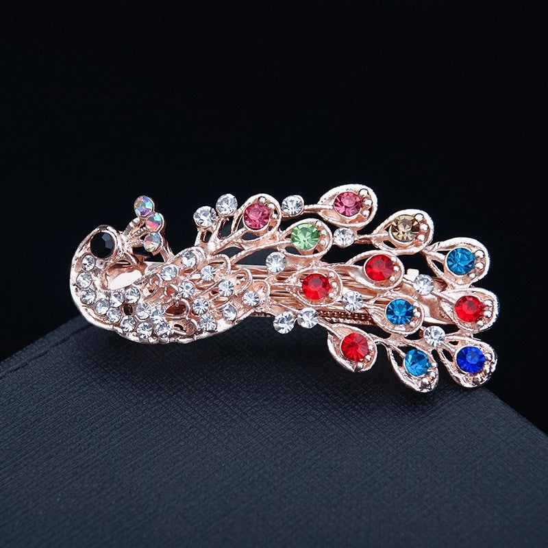 Korean Hair Accessories Rhinestone Bow Simple Hairpin Adult Pearl Horizontal Clip Ponytail Clip Top Clip Spring Clip Small