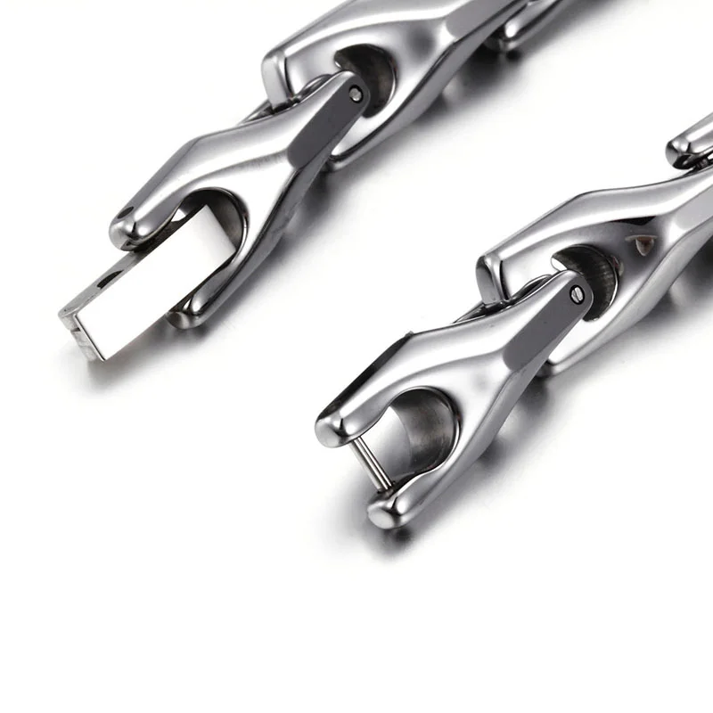 Women's Or Men's Silver 205mm Tungsten Carbide Ceramics Bracelet Hologram Energy Bracelets Fashion Link Chain Bangles Gifts