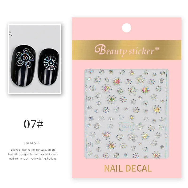 1 Sheet New Roman English Alphabet Number 3D Nail Stickers Christmas Animals iridescent Gold Silver Word Small Letters Nail