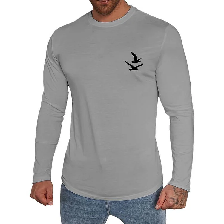 Men's Casual Round Neck Long Sleeve T-shirt