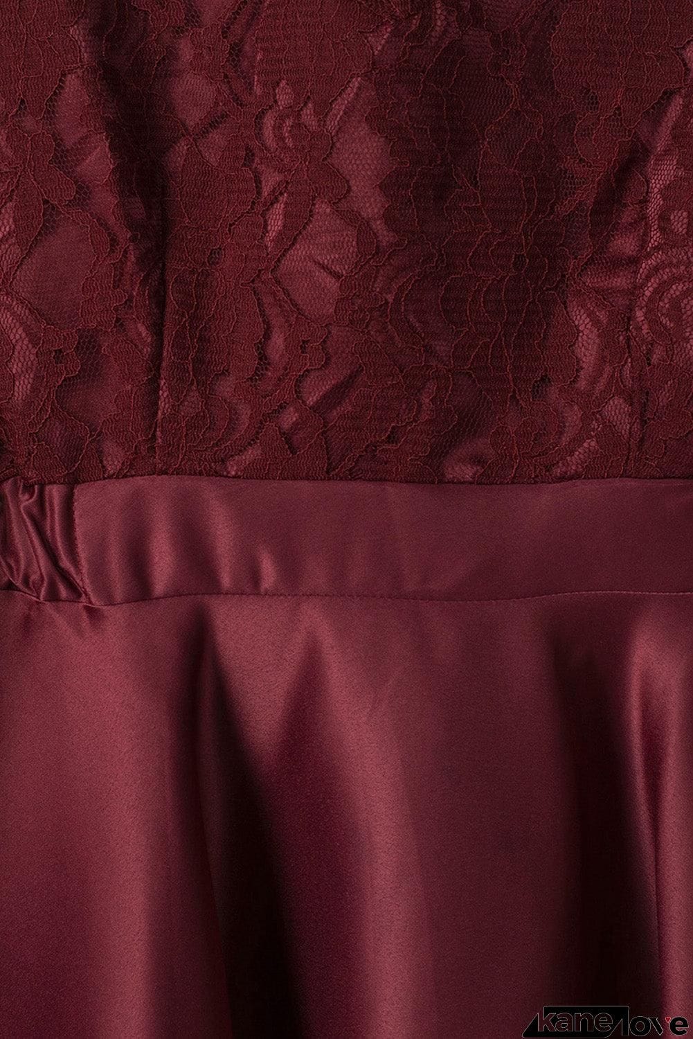 Spliced Lace High-Low Long Sleeve Dress