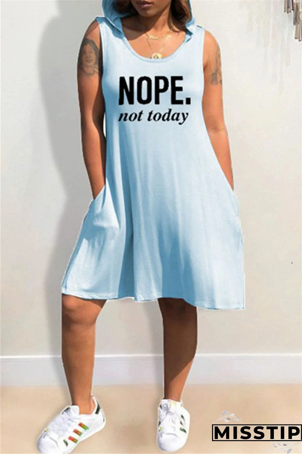 Burgundy Fashion Casual Letter Print Basic Hooded Collar Sleeveless Dress Dresses