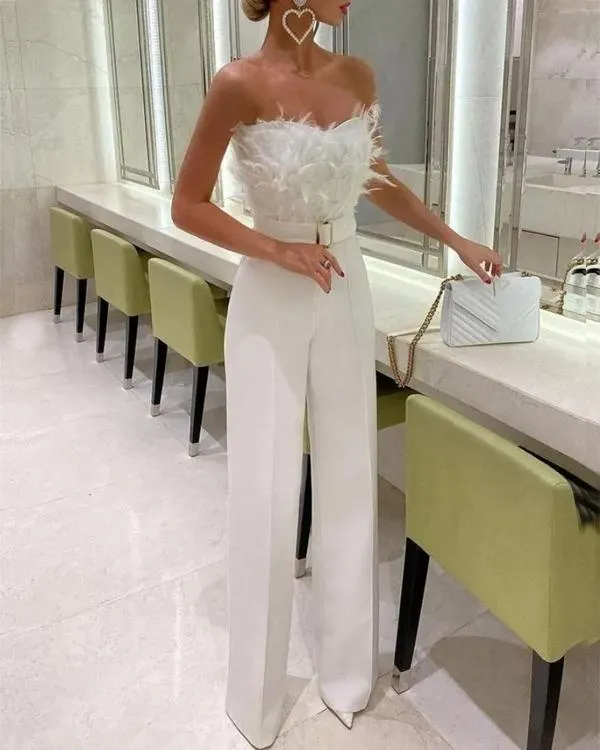 Angel Feather Tube Wide Leg Jumpsuit
