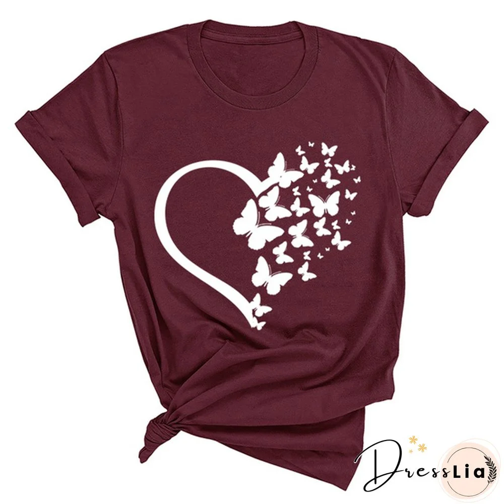 New Butterfly Print T Shirt Women Men Short Sleeve Tops Tees Summer Fashion Loose Casual T-Shirt