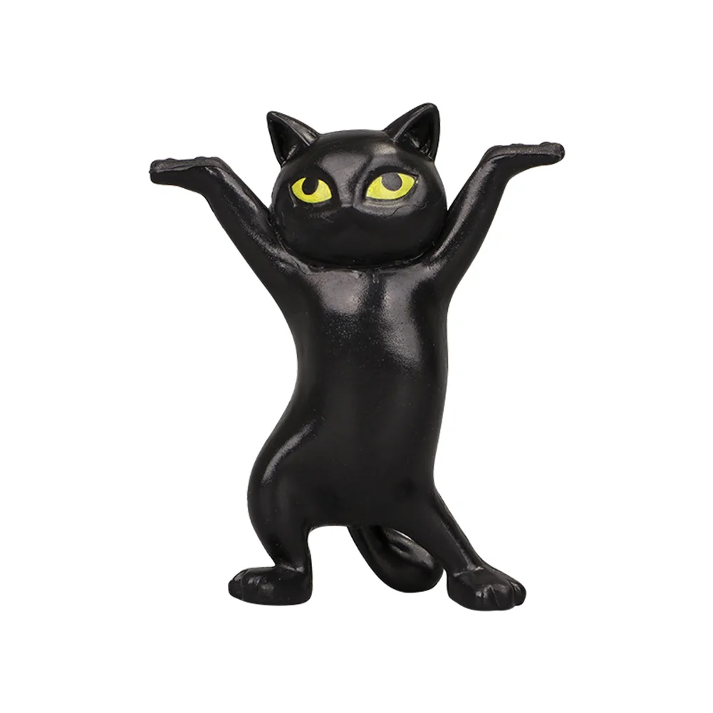 Cartoon Cat Pen Holder Resin Dancing Kitten Sculpture Office Home Decor