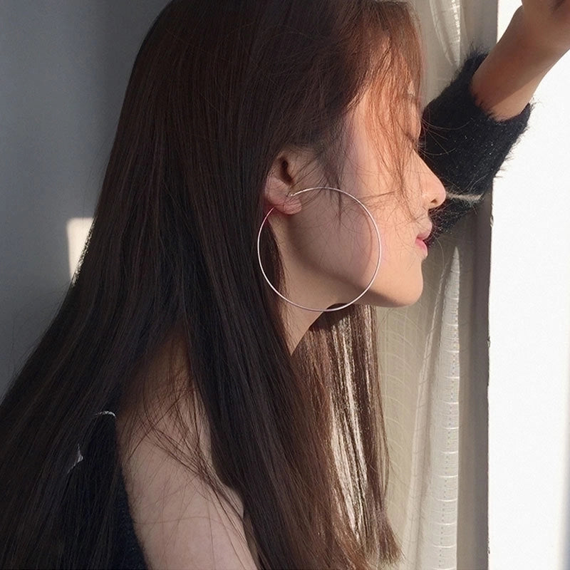 1 Pair 925 Sterling Silver Circle Earrings