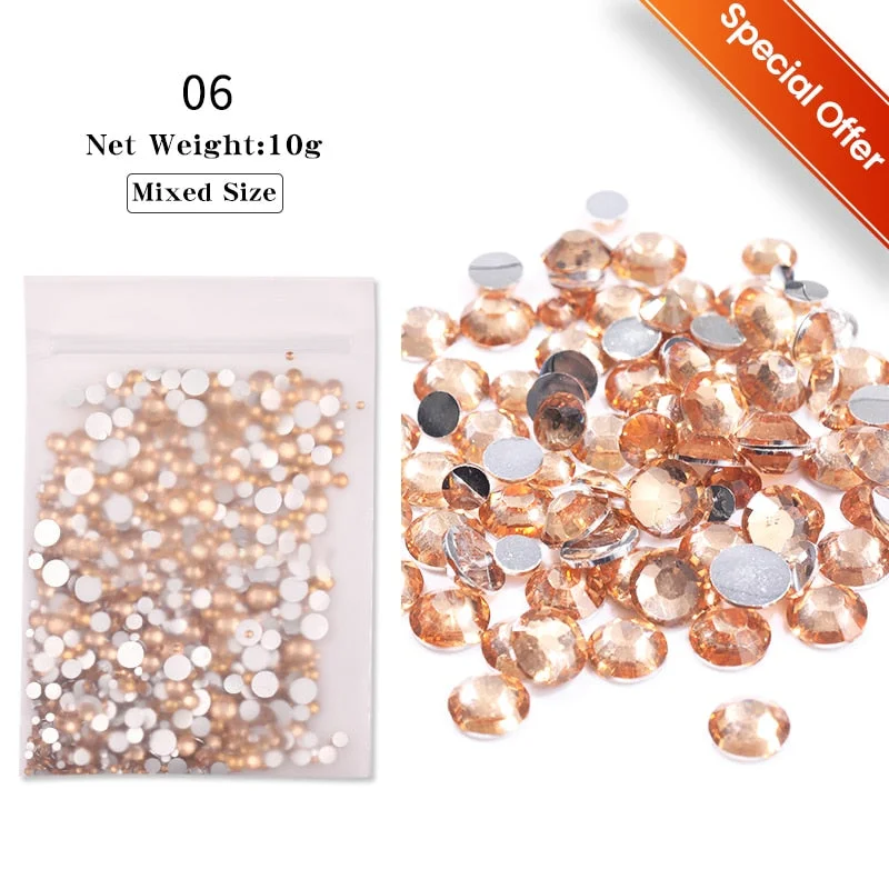 1 Bag Acrylic Flower Nail Art Decoration Mixed Size White Black Rhinestones Silver Gem Manicures Tool For DIY Nail Design-Nail Inspo