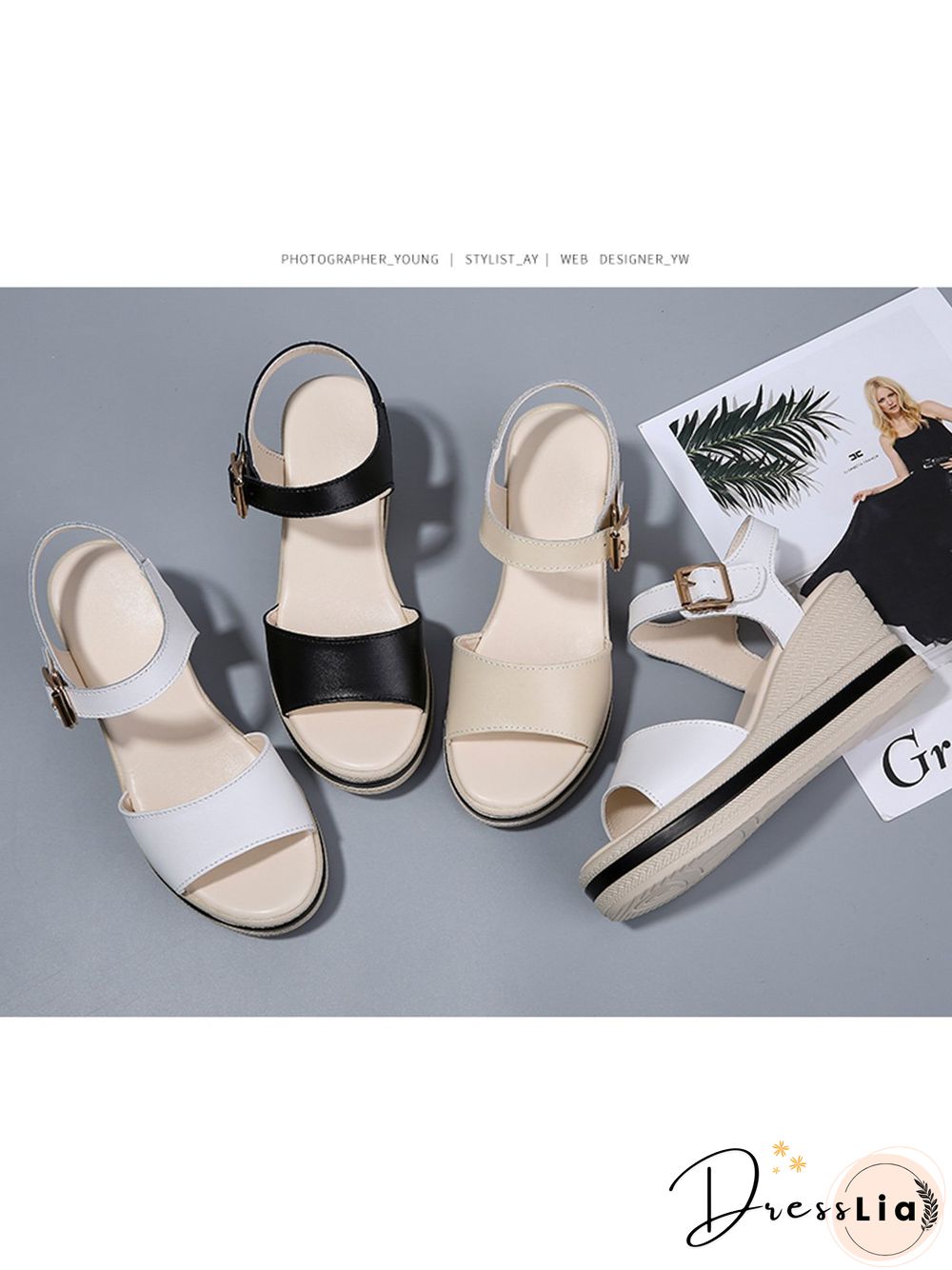 Cowhide Woven Sole Platform Wedge Resort Sandals