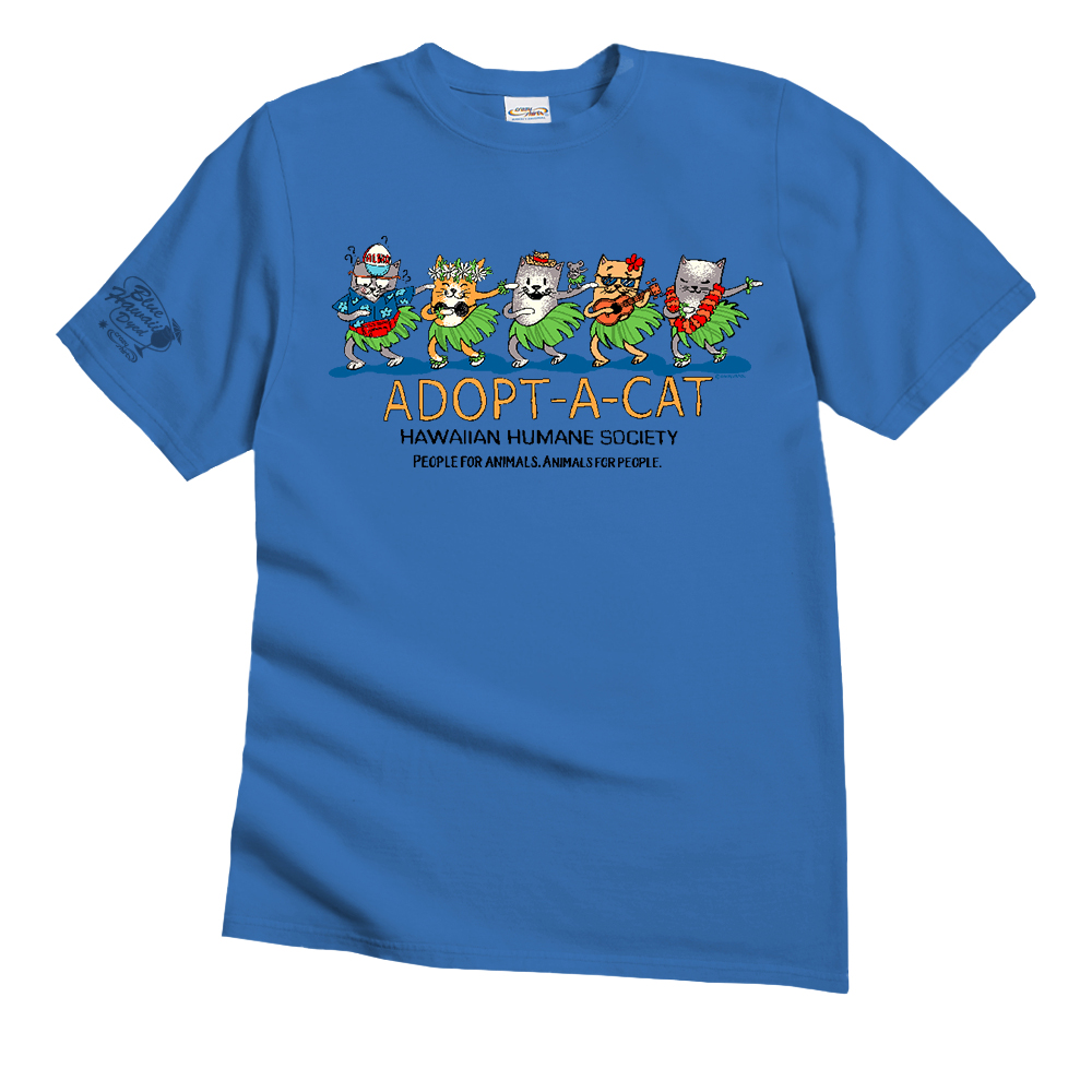 Adopt-A-Cat Hawaiian Themed T-Shirt for Animal Lovers