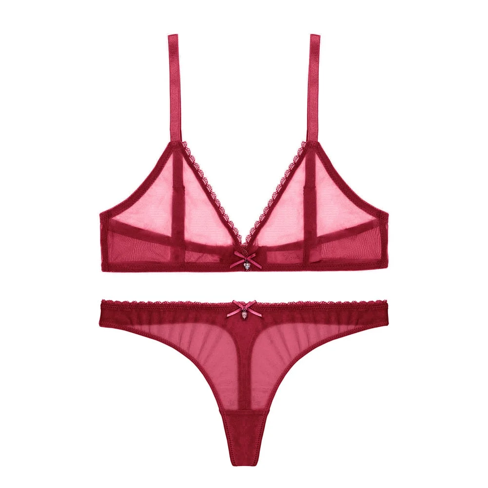 Varsbaby Sexy Lace Red Color Christmas Underwear New Year Bra Set For Women