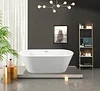 WOXYX 67 Inch Freestanding Bathtub Acrylic Bath tub,Oval Shape Soaking Tubs With Chrome Overflow and Pop Up Drain,White