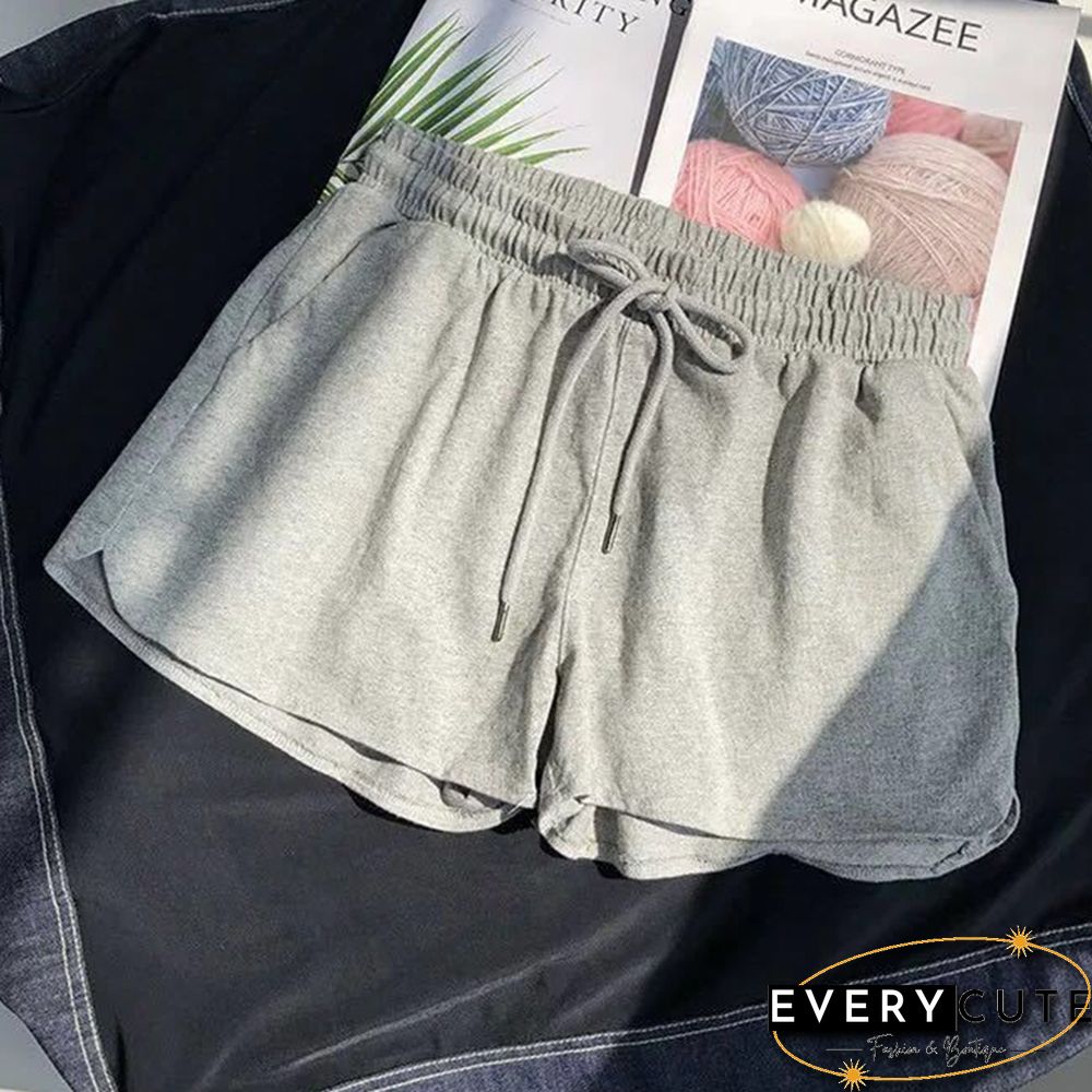 Women Shorts Summer Casual Solid Drawstring Shorts High Waist Loose Shorts For Girls Soft Cool Female Short S-3XL