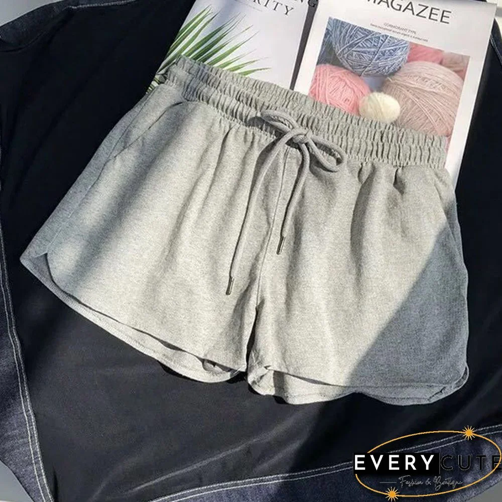 Women Shorts Summer Casual Solid Drawstring Shorts High Waist Loose Shorts For Girls Soft Cool Female Short S-3XL