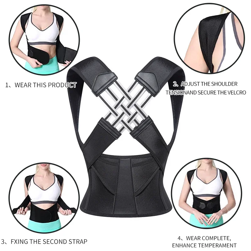 Unisex Youth Posture Corrector With Adjustable Shoulder and Straight Back Support Strap for Hunchback Correction