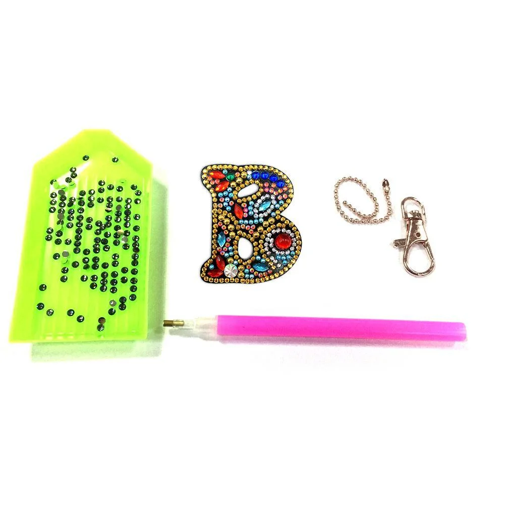 DIY Key Chain Diamond Painting Letters Women Girl Bag Keyring Pendant Gift
