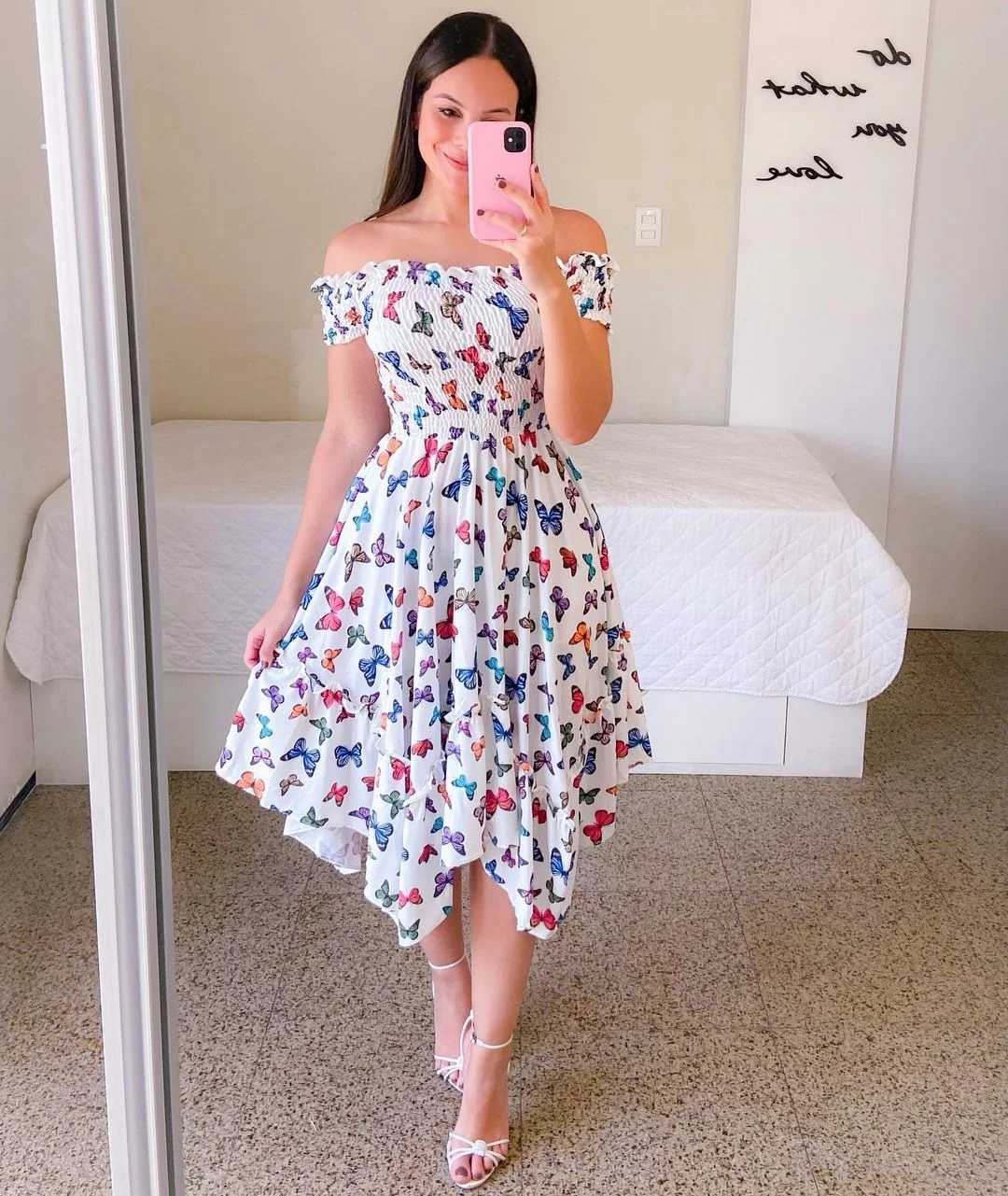 Summer Fashion Off Shoulder Flower Dress Elegant Slash Neck Short Sleeve Flower Print Elastic Irregular Dress Women