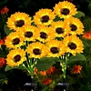 Solar Powered 3/6Head Sunflower Lights Smart Sensor Waterproof Landscape Lights Weather Proof Simulation Sunflower Decorative Lamp for Garden Lawn Courtyard Decor
