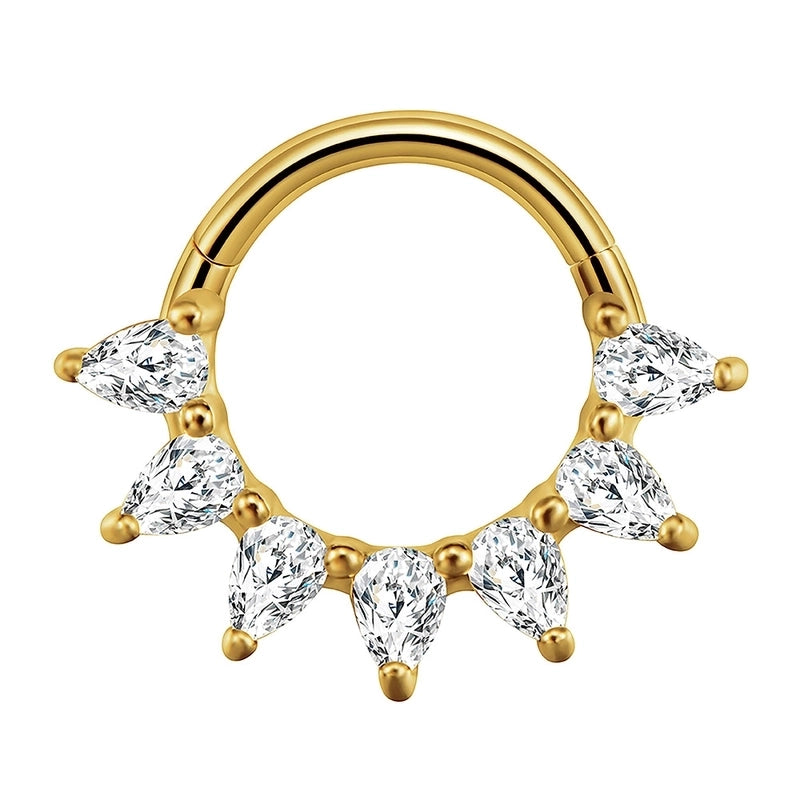 1 Piece Nose Rings & Studs Casual Elegant Vacation Geometric 304 Stainless Steel Inlay Zircon 18K Gold Plated Earrings Nose Ring